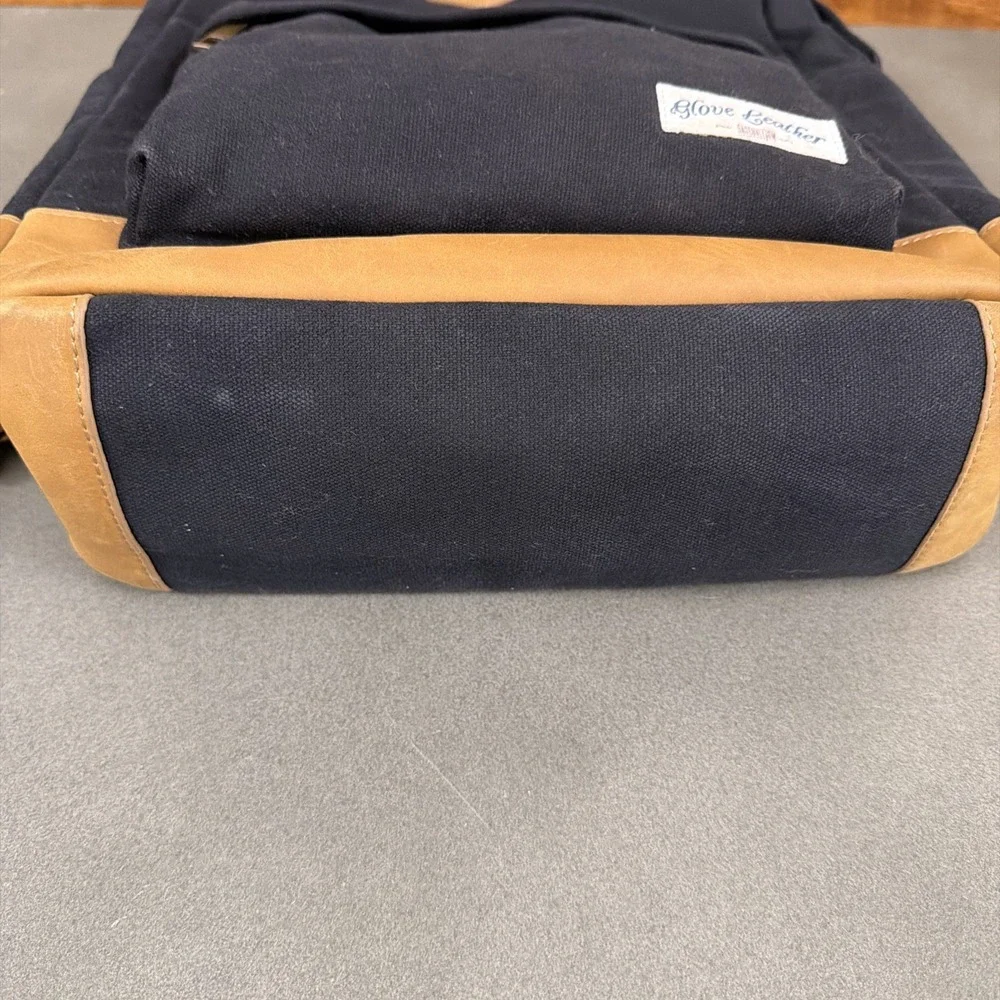 Baseballism Black/ Tan Glove Leather Canvas Backpack Computer Bag